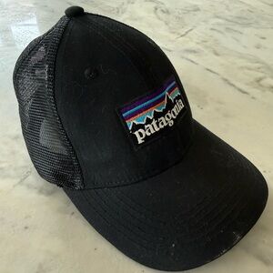 Patagonia Black Trucker Hat with Multicolor Logo